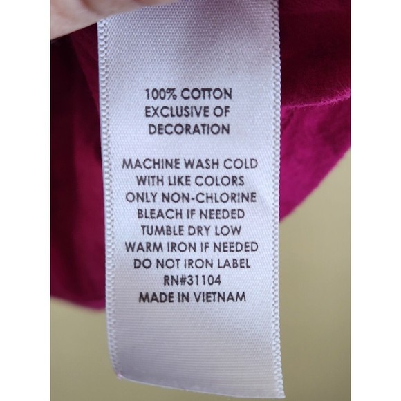 Kim Rogers Top Womens Large  L magenta‎ Key Hole Front Embroidered Long Sleeve - Picture 5 of 8